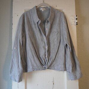 Nine Britton Collared Button Down with gather at waist